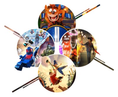Image combinant des illustrations principales de Crash Team Racing: Nitro-fueled, Concrete Genie et It Takes Two.