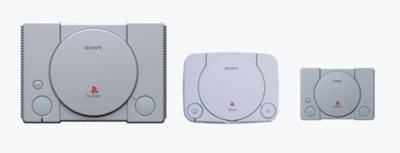 The three various iterations of the PlayStation: The original PlayStation, the PS one and the PlayStation Classic.
