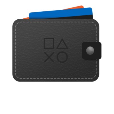Une illustration d'un porte-monnaie estampillé du logo PlayStation Shapes.